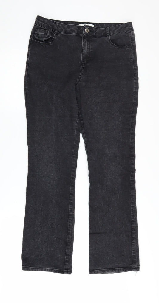 Womens UK Size 12 Dorothy Perkins Regular Fit Straight Black Jeans