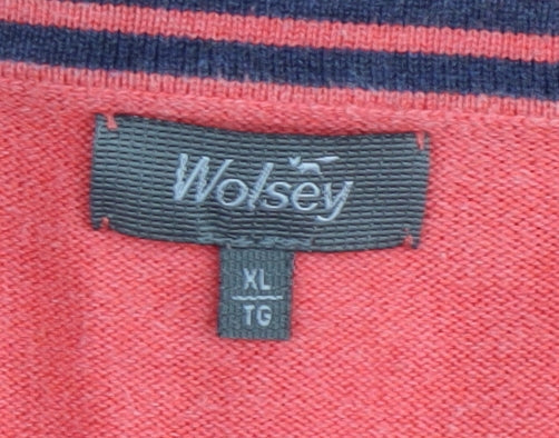 Wolsey Men's Red V-Neck Pullover Sweater XL