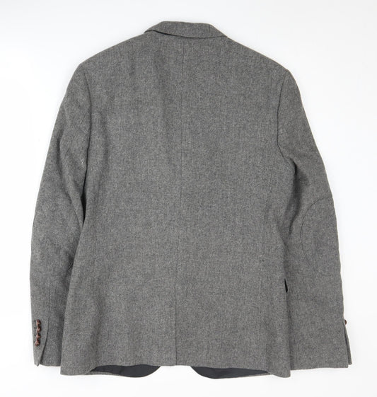 ASOS Men's Grey Slim Blazer, Size 38, Single-Breasted