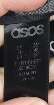 ASOS Men's Grey Slim Blazer, Size 38, Single-Breasted