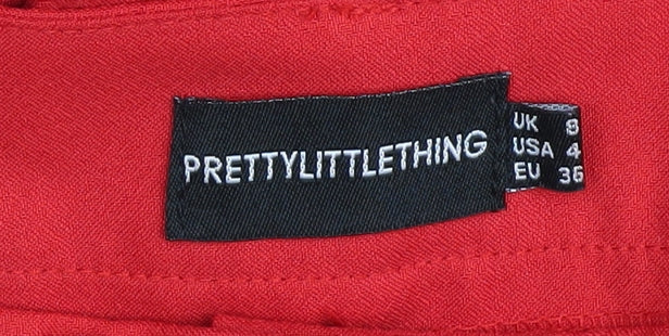 Womens UK Size 8 PRETTYLITTLETHING Regular Fit Casual Red Trousers