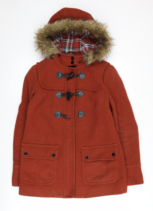 Womens UK Size 10 New Look Red Parka Coat