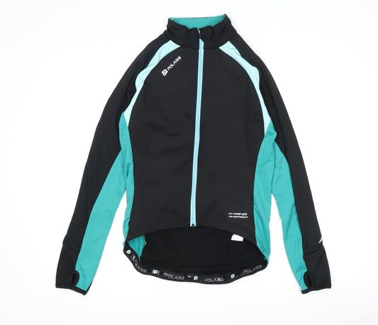 Additional front view of Polaris Women's Black Blue Cycling Windbreaker Jacket, size 8