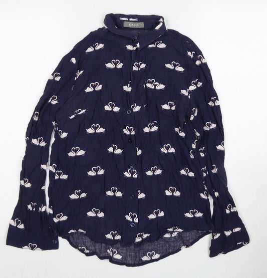 Womens UK Size 10 Oasis Blue Basic Blouse