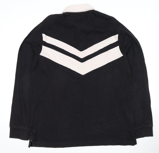 Marks and Spencer Men's Black Long Sleeve Polo Shirt L