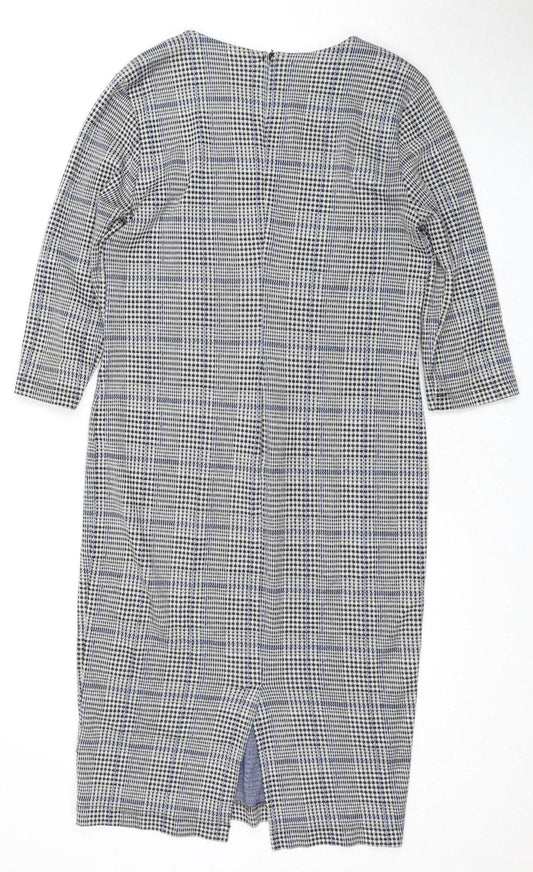 Marks and Spencer Women's Grey Check Pencil Dress, Size 12