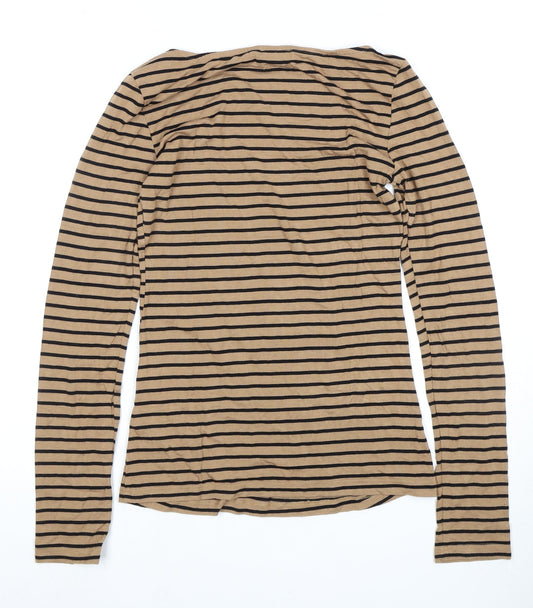 Womens UK Size 6 Warehouse Beige Basic T-Shirt