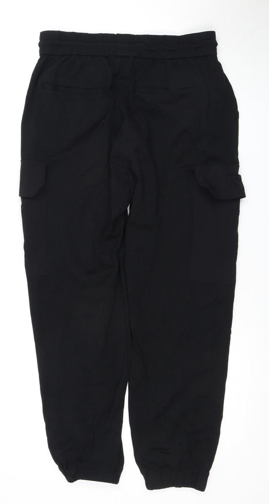 Urban Revivo Black Cargo Trousers, Men's S, Elastic Waist