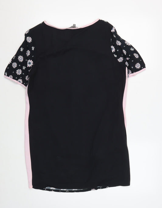 Laura Ashley Women's Black Floral Short Sleeve T-Shirt
