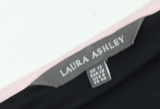 Womens UK Size 12 Laura Ashley Black Basic T-Shirt