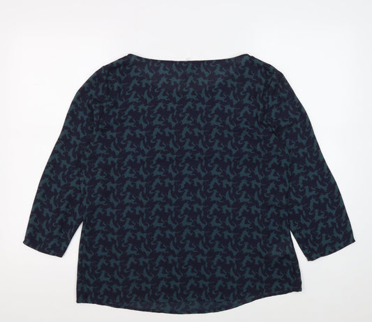 Laura Ashley Women's Blue Camouflage Blouse Size 14