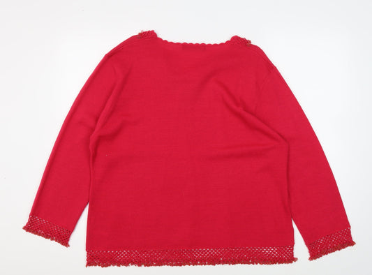 Womens UK Size XL Jacques Vert Red Pullover Jumper