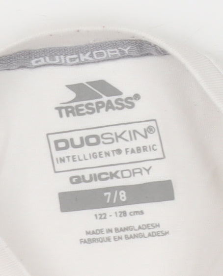 Trespass Boys White Graphic Print Quick Dry T-Shirt, Size 7-8 Years
