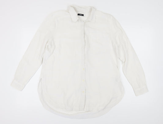 Additional front view of BDG Women's White Button-Up Shirt, M, Casual Style