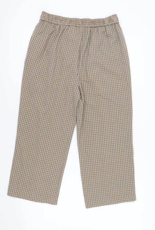 Womens UK Size 14 NEXT Regular Fit Cropped Brown Trousers