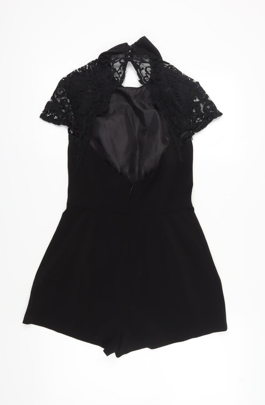 Topshop Women's Black Lace Playsuit Size 10