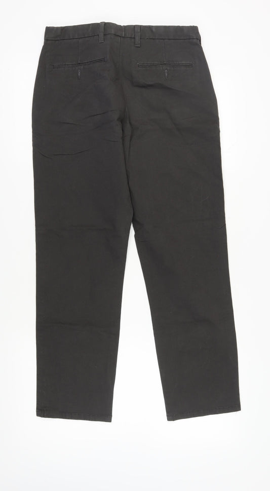 Marks and Spencer Men's Black Regular Trousers 32