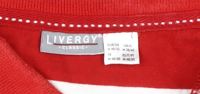 Livergy Men's Red Striped Polo Shirt, Medium, Classic Fit