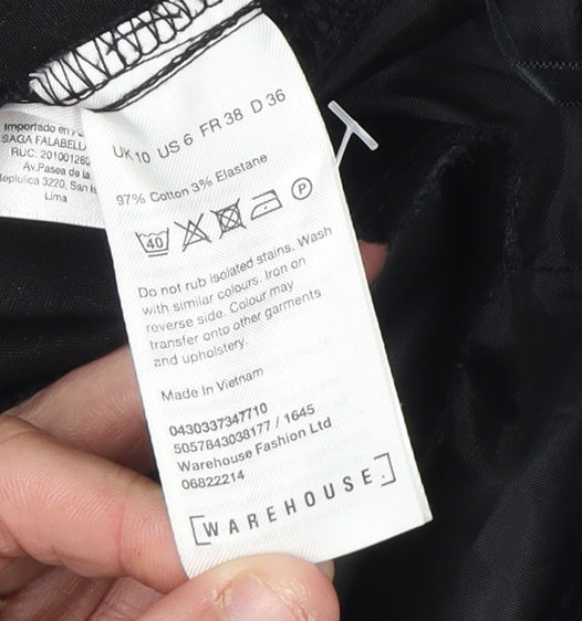 Womens UK Size 10 Warehouse Regular Fit Casual Workwear Black Trousers
