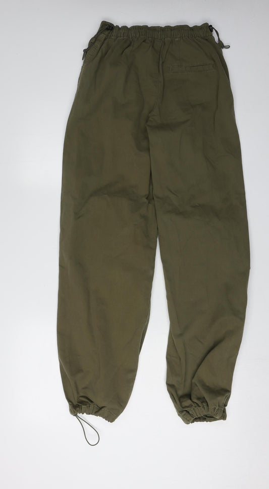 Bershka Women's Green Cargo Trousers Size 6