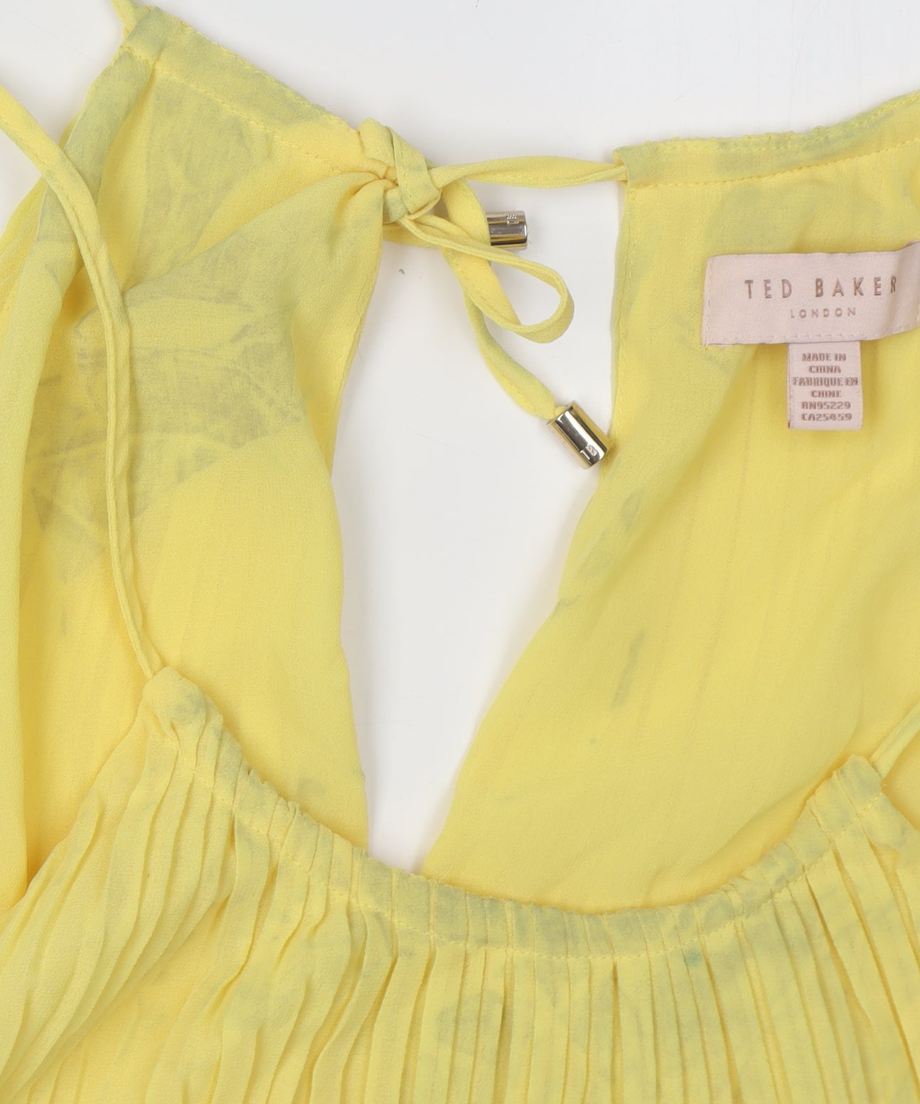 Womens UK Size 4 Ted Baker Yellow Camisole Blouse