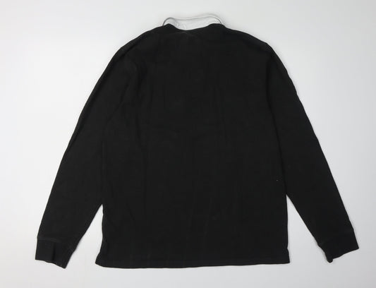 Next Men's Black Polo Shirt L Long Sleeve Casual