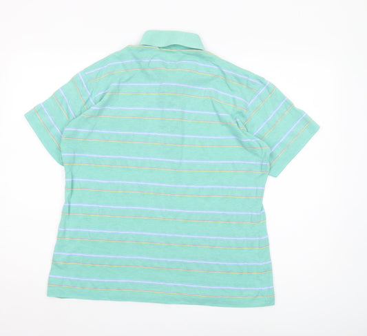 Pierre Cardin Men's Green Striped Polo Shirt, Medium