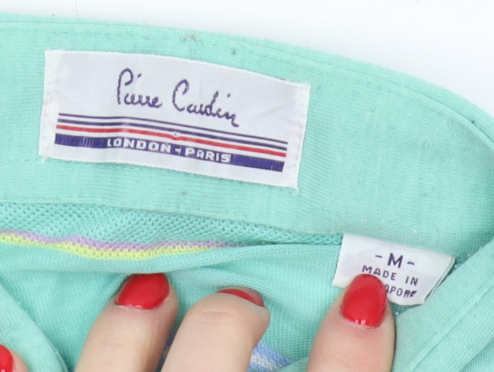 Pierre Cardin Men's Green Striped Polo Shirt, Medium