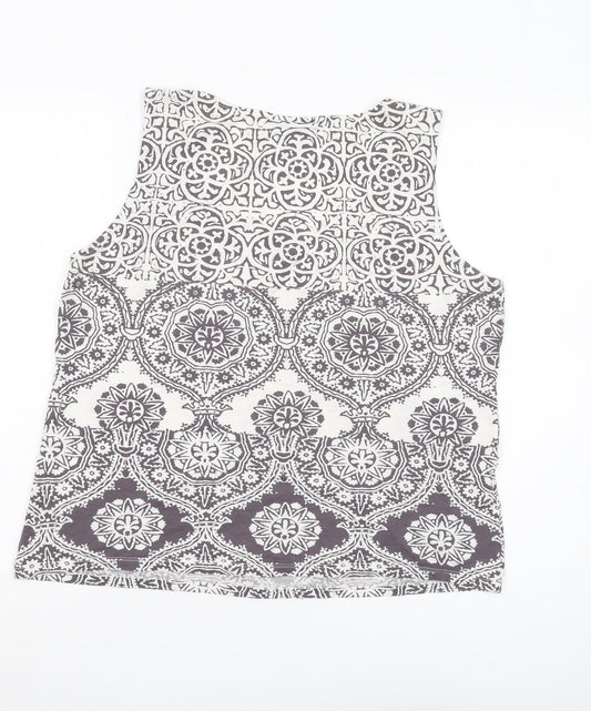 Laura Ashley Women's Grey Tank Top UK 16 Geometric Style