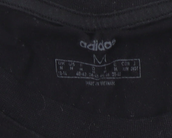 Adidas Boys Black M T-Shirt, Breathable Cotton Logo Top