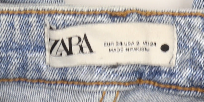 Zara Women's Blue Skinny Distressed Jeans, Size 6