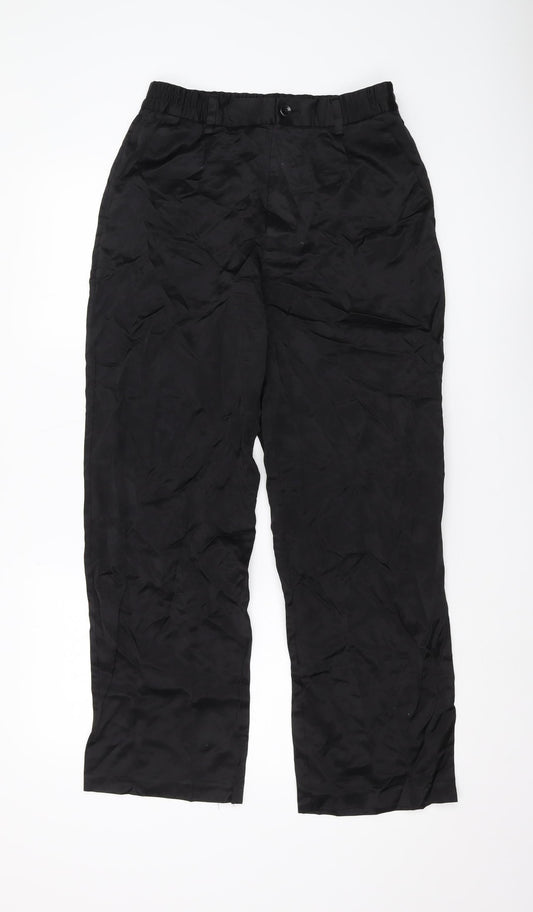 Womens UK Size S Zara Regular Fit Casual Black Trousers