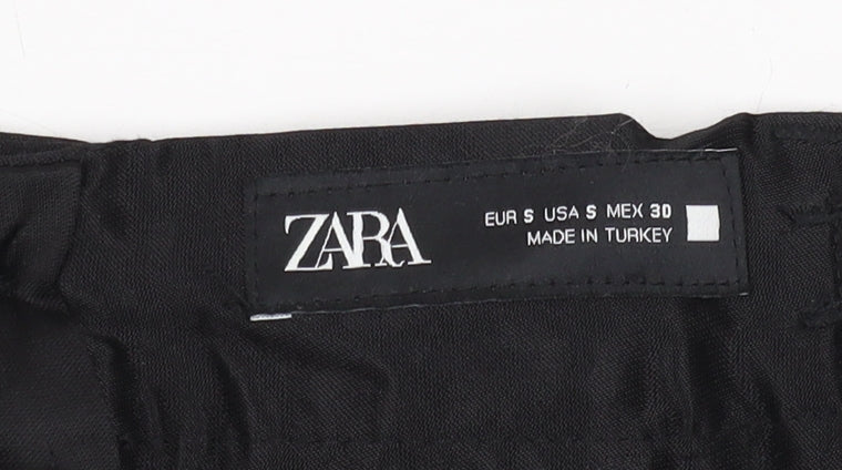 Womens UK Size S Zara Regular Fit Casual Black Trousers