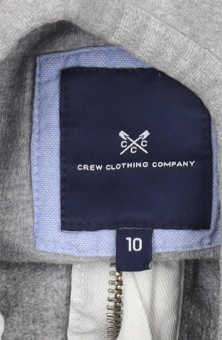 Brand and care label for Crew Clothing Grey Striped Henley Sweatshirt, size 10