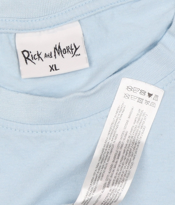 Rick and Morty Men's XL Blue Long Sleeve Cartoon T-Shirt