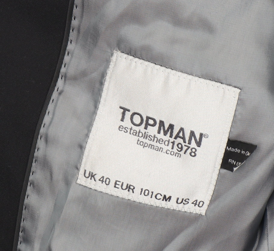 Mens UK Size 40 Topman Regular Black Suit Jacket