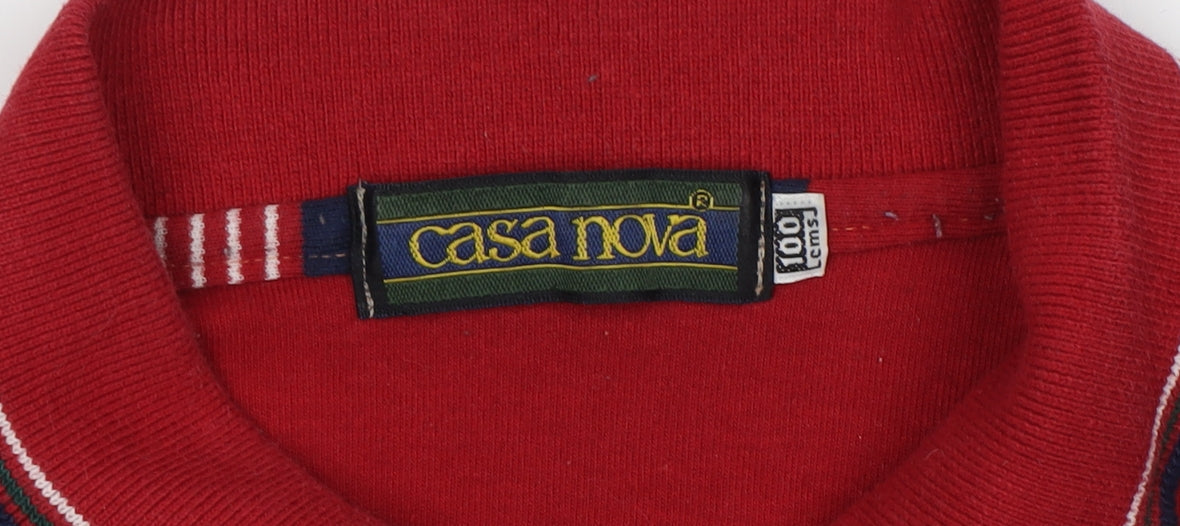 Casa Nova Men's Red Striped Polo Shirt 100 cm