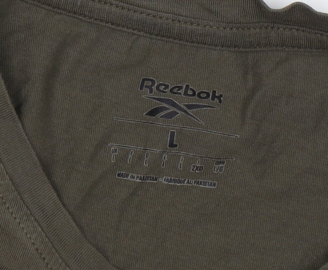 Reebok Men's Green Logo T-Shirt L Crew Neck