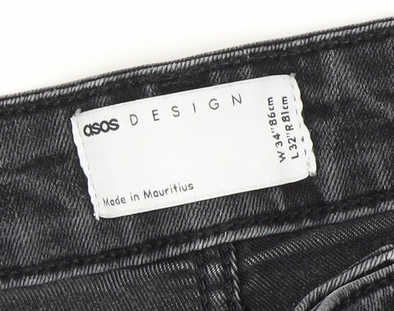 Mens UK Size 34 ASOS Slim Fit Skinny Black Jeans