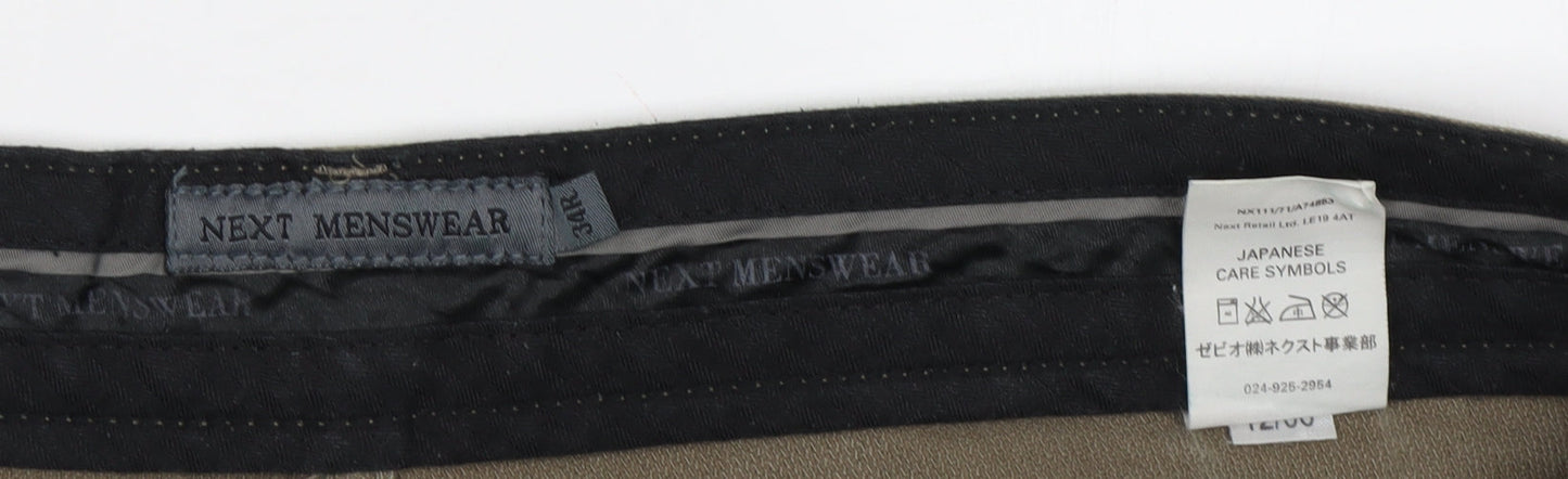 Next Men's Brown Chino Trousers - Cotton Blend 34" Waist