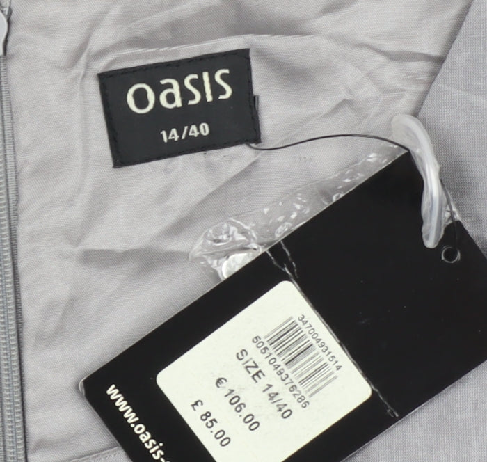 Oasis Women Grey Beaded Sheath Dress Size 14