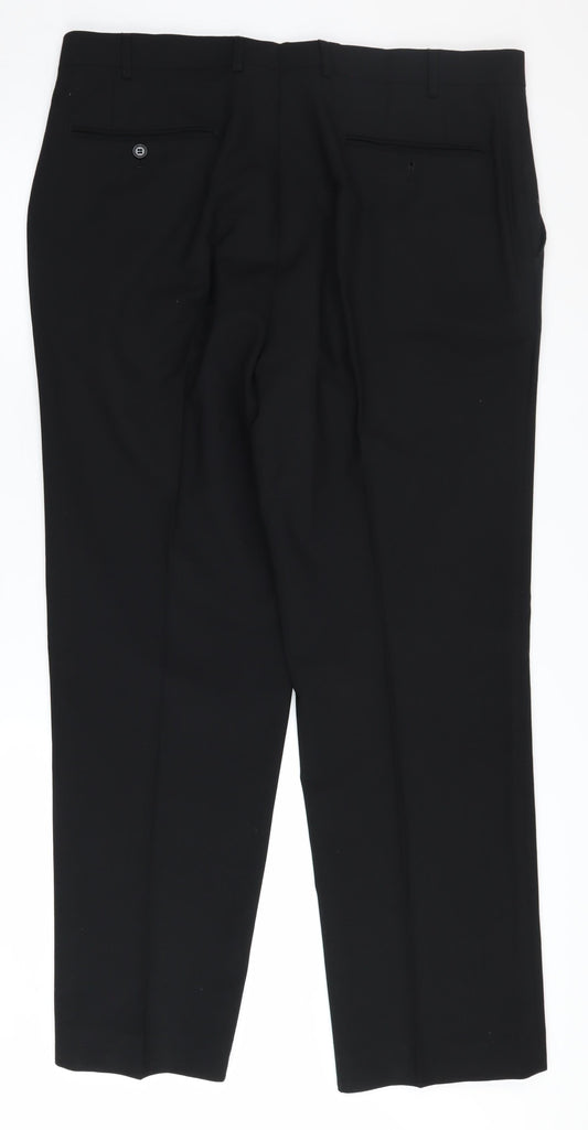 Mens UK Size L Skopes Regular Fit Dress Pants Black Trousers