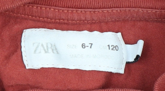 Zara Boys Red Graphic T-Shirt, 6-7 Years, Short Sleeve Cotton