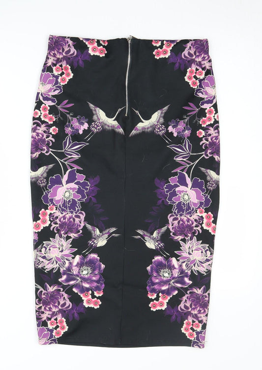 Dorothy Perkins Women's Black Floral Pencil Skirt Size 10