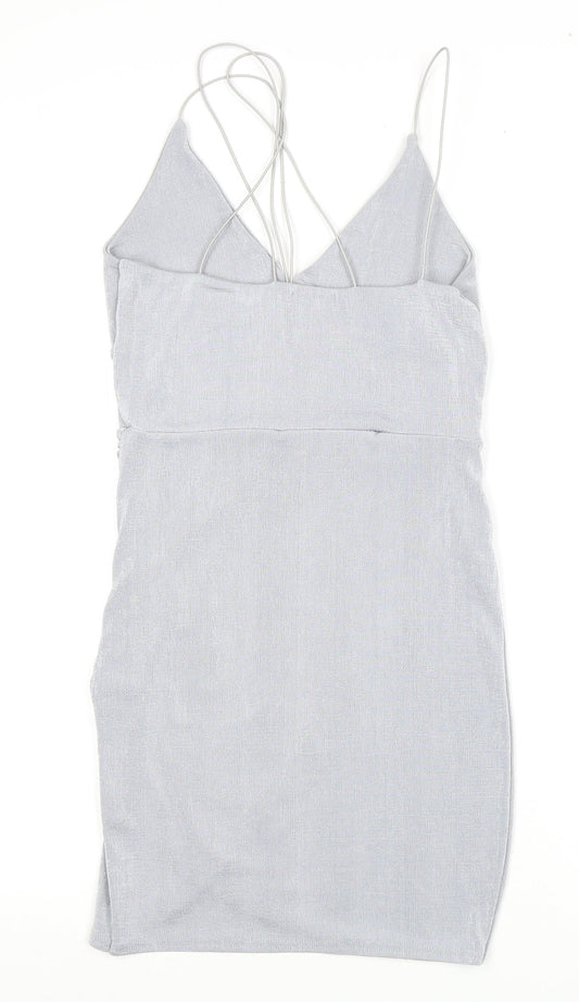 Boohoo Women’s Grey Slip Dress Size 10 Party Staple