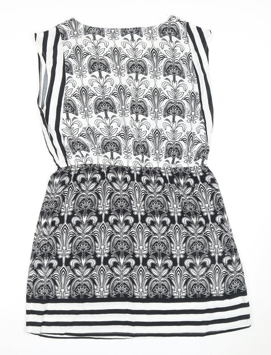 Dorothy Perkins Women's Black White Floral Shift Dress Size 14