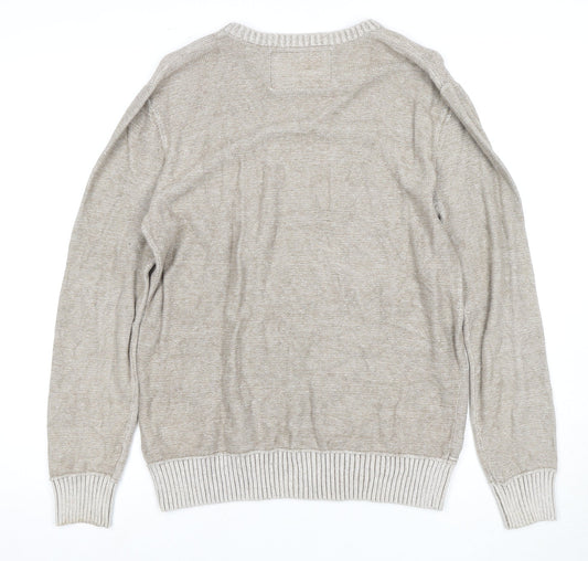 Mantaray Men's Beige V-Neck Pullover Jumper S