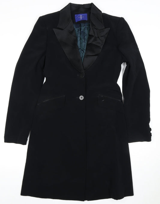 Womens UK Size 10 Jasper Conran Black Overcoat