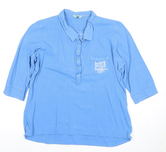 Womens UK Size 16 Fat Face Blue Polo