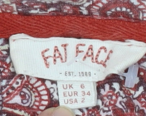 Womens UK Size 6 Fat Face Red Tunic Blouse